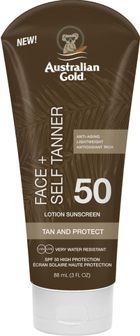 spf 50 face+ self tanner lotion